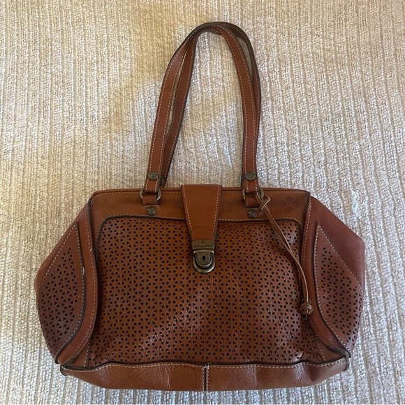 PATRICIA NASH Perforated FRAME Satchel Doctor Bag w/Lock & Key - Picture 2 of 9